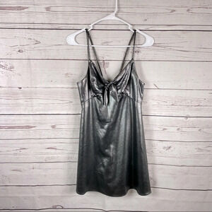 TOPSHOP metallic silver mini sleeveless dress Sz 4